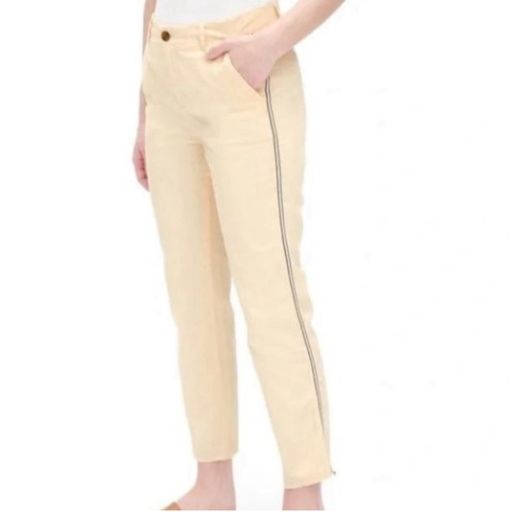 Gap girlfriend chino pants side stripe raw hem size 2
